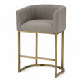 Tabouret de bar en métal avec assise en tissu gris