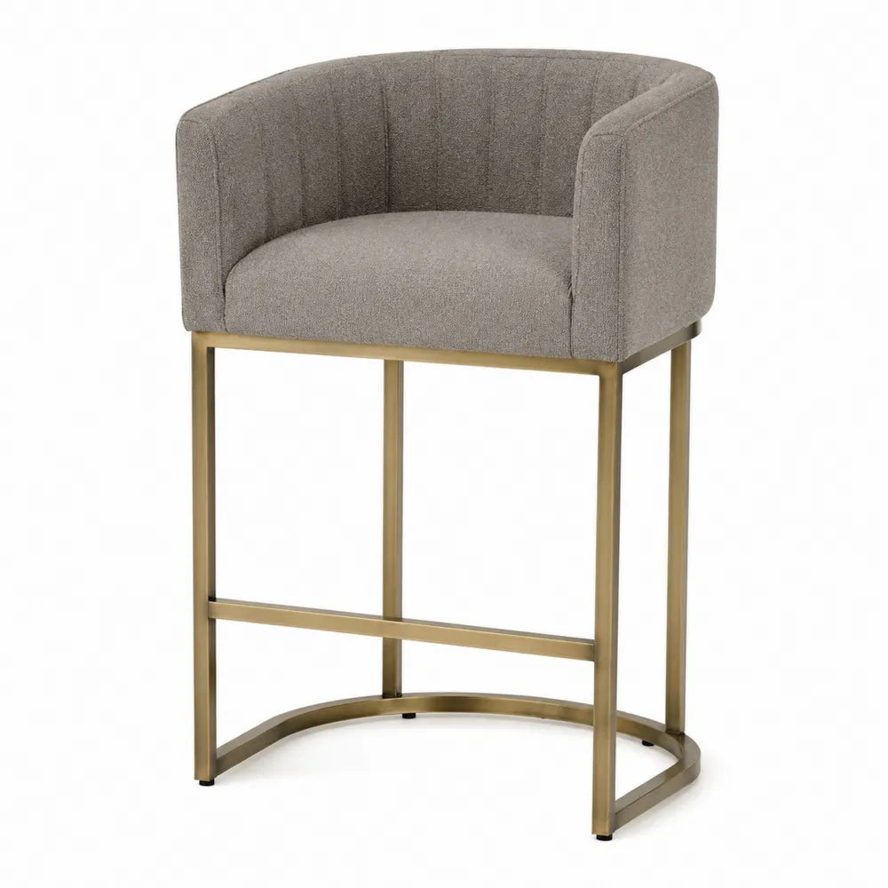 Tabouret de bar en métal avec assise en tissu gris