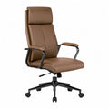 Chaise de bureau pivotante en cuir synthétique marron avec cadre en acier