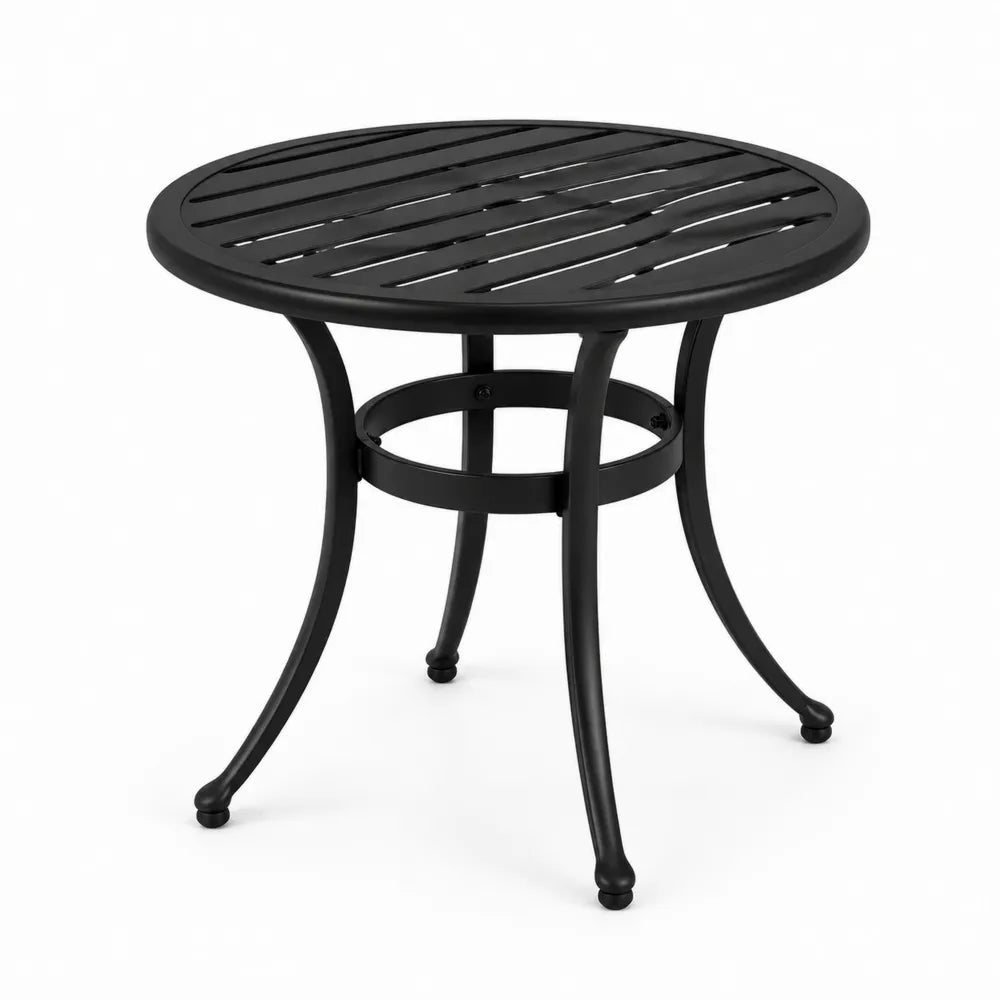 Table ronde en aluminium noir pour extérieur, diamètre 90 cm