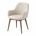 Chaise avec accoudoirs en tissu beige et pieds en bois de hêtre