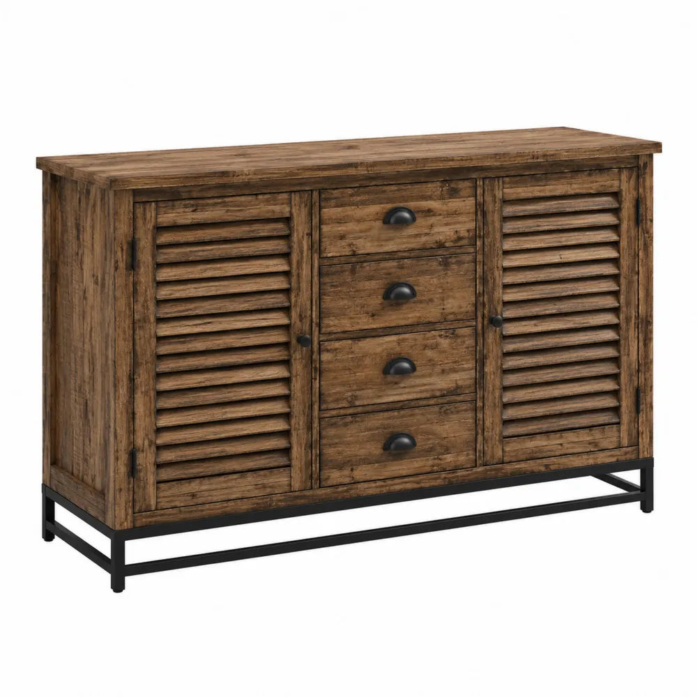 Buffet en bois avec portes et tiroirs 120x35x80 cm