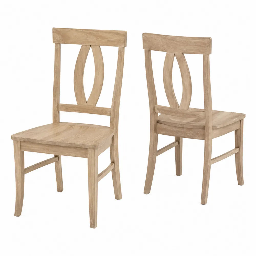 Chaises de salle à manger en bois de chêne clair avec dossier décoratif