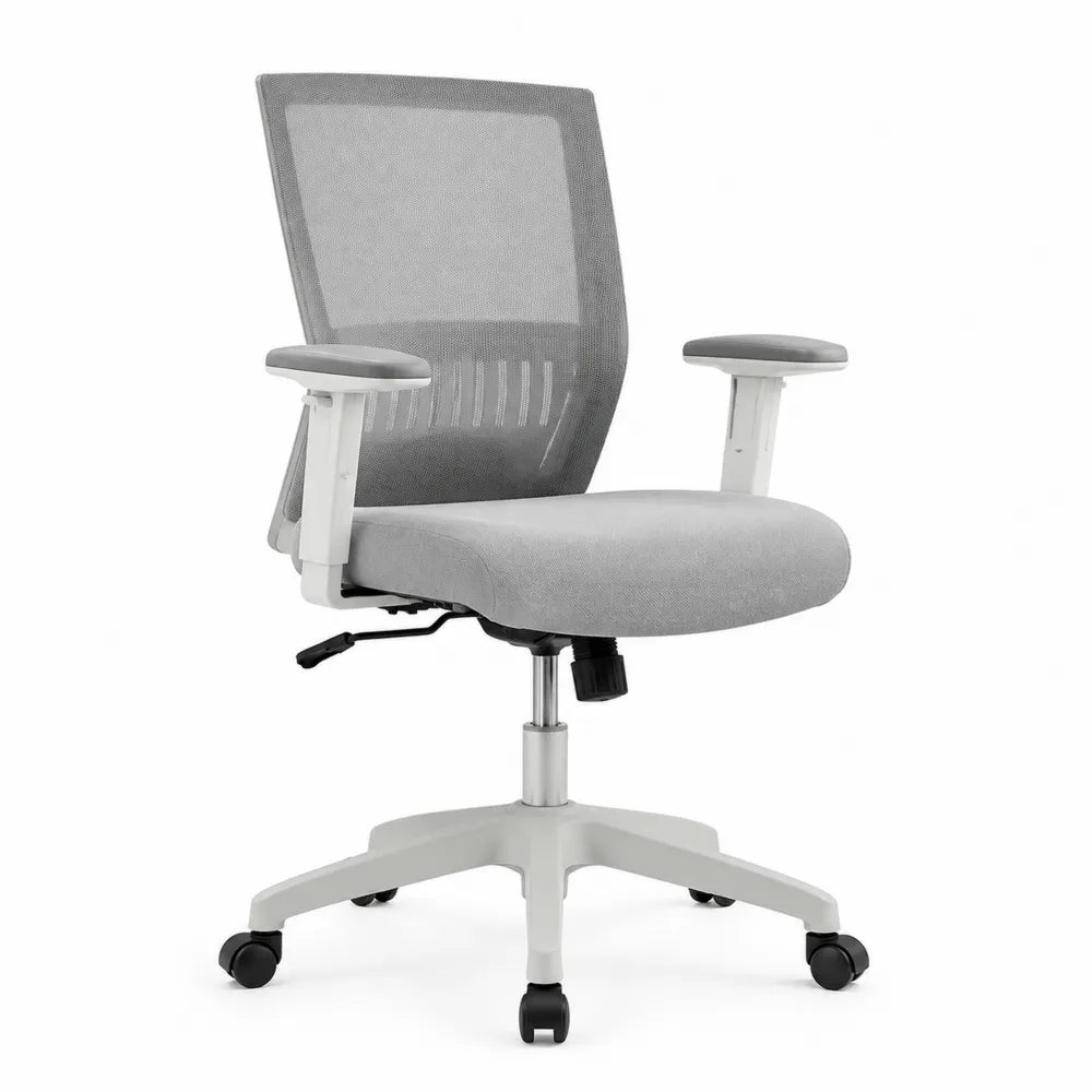 Chaise de bureau en maille avec accoudoirs réglables, gris