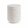 Table d'appoint en terrazzo blanc avec touches noires et grises 50 cm