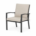 Chaise d'extérieur en métal noir avec coussin en polyester beige