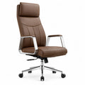 Chaise de bureau en cuir synthétique brun et métal chromé