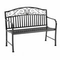 Banc en métal noir avec motifs décoratifs 128cm