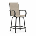 Chaise de bar en métal noir avec assise en textile beige
