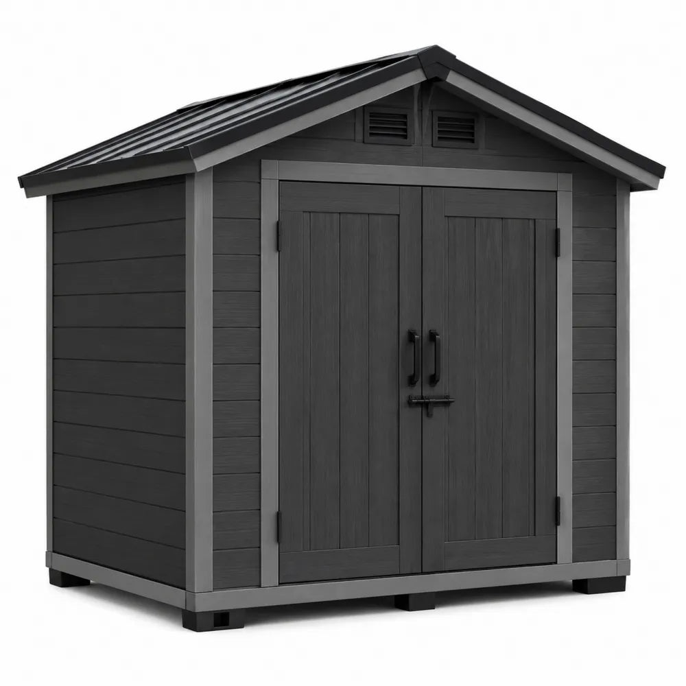 Abri de jardin en plastique gris foncé 150x130x190 cm