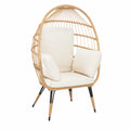 Fauteuil en rotin synthétique avec coussins, structure en acier, beige et noir