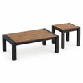 Lot de 2 Tables d'Extérieur en Acacia et Métal Marron/Noir