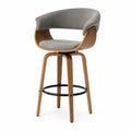 Tabouret de bar en bois et tissu gris