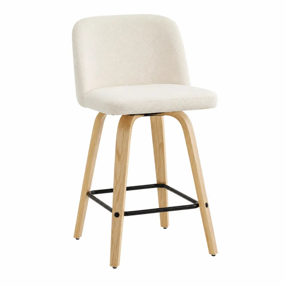Chaise en bois avec siège en tissu blanc 65 cm