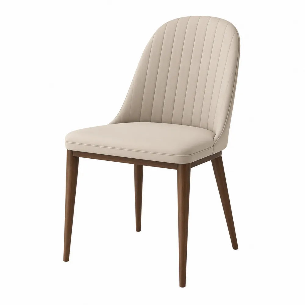 Chaise en bois avec revêtement en similicuir beige 85cm