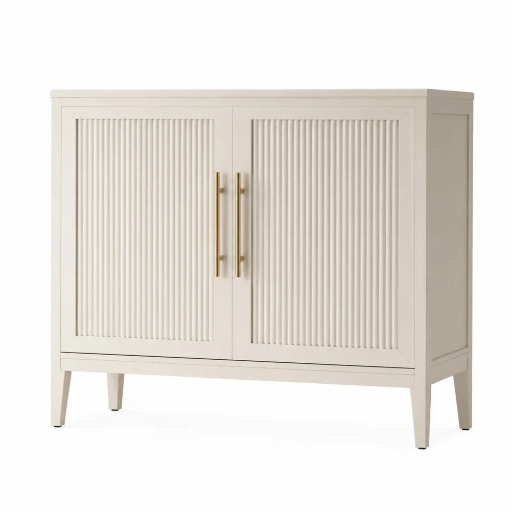 Buffet de rangement beige 2 portes en bois