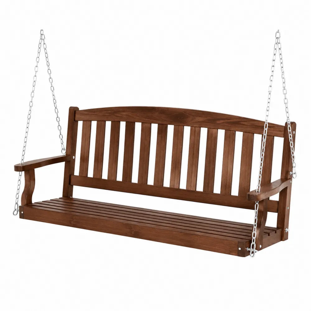 Balancelle de Jardin en Bois avec Chaînes en Acier, Marron, 150 cm