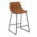 Tabouret en métal et cuir synthétique marron 75 cm