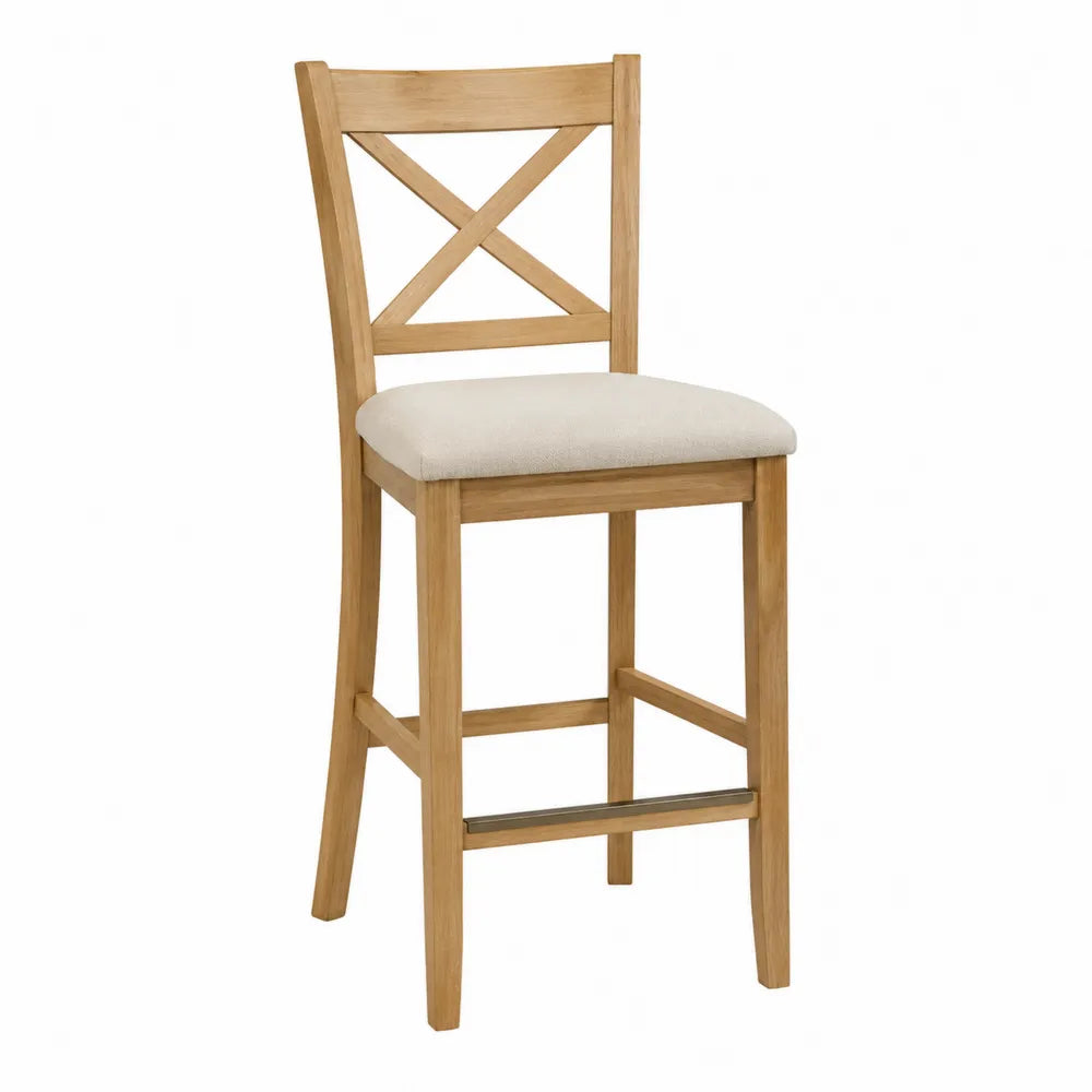 Tabouret de bar en bois avec assise en polyester beige 100 cm