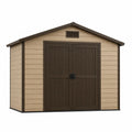 Abri de jardin en résine beige et marron avec double porte 240x250x160cm