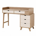 Bureau en bois avec tiroirs intégrés chêne et blanc