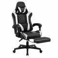Chaise de bureau en cuir PU avec repose-pieds noir et blanc