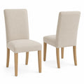 Lot de 2 chaises en tissu polyester beige avec pieds en chêne
