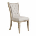 Chaise de salle à manger en bois avec dossier en lin beige