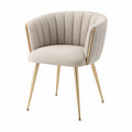 Chaise en tissu polyester beige avec pieds en métal doré