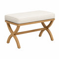 Banc en bois d'acacia avec coussin en polyester crème