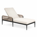 Chaise longue d'extérieur en aluminium et corde crème