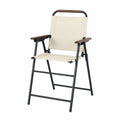 Chaise pliante en polyester beige avec cadre en acier