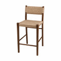 Tabouret de bar en bois avec assise et dossier en corde de jute tressée
