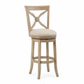Tabouret de bar pivotant en bois avec tissu beige